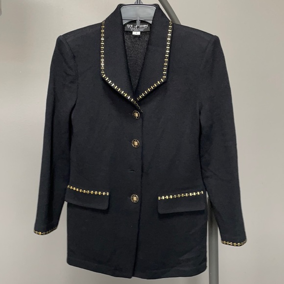 St. John Jackets & Blazers - ST JOHN Black Jacket/Blazer with gold trim and gold buttons. Like New.